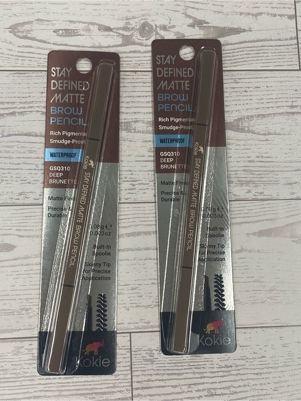 Kokie Stay Defined Matte Brow Pencil - Deep Brunette Waterproof 2 pack